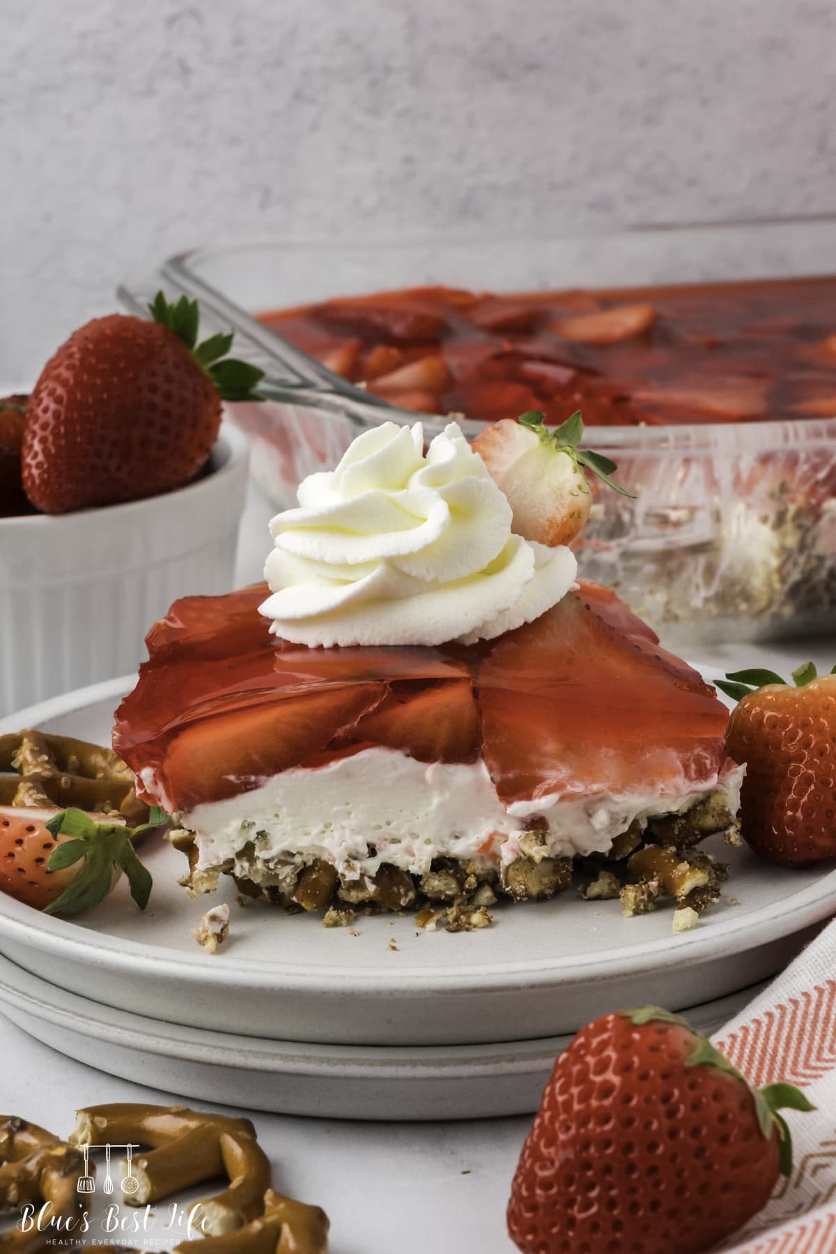serving of Strawberry Pretzel Salad Recipe