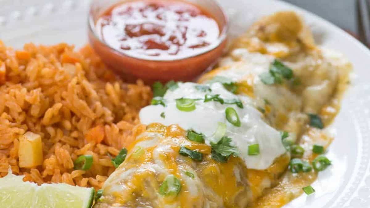 Green Chile Chicken Smothered Burritos
