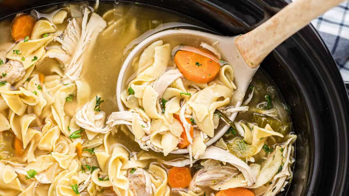 Easy Homemade Crockpot Chicken Noodle Soup Recipe
