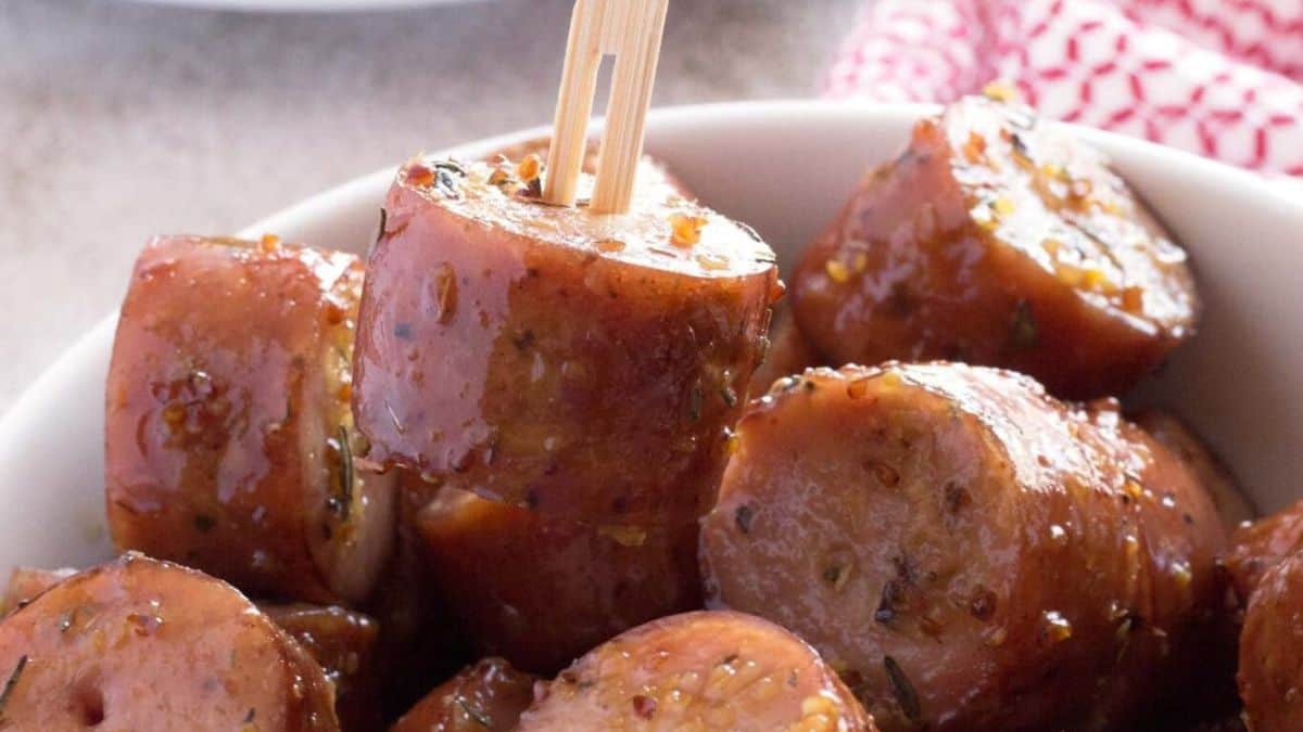 Chicken Apple Sausage Appetizers with Maple Glaze