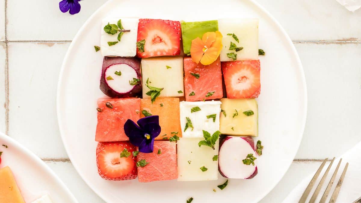 Cucumber Melon Salad with Mint Honey Lime Dressing 