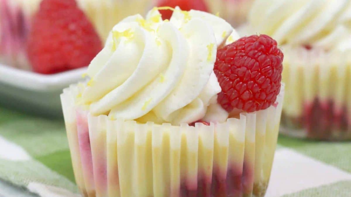 Mini Lemon Raspberry Cheesecakes