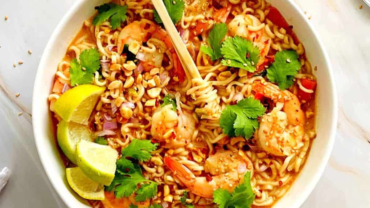 Spicy Shrimp Ramen with Peanut Butter
