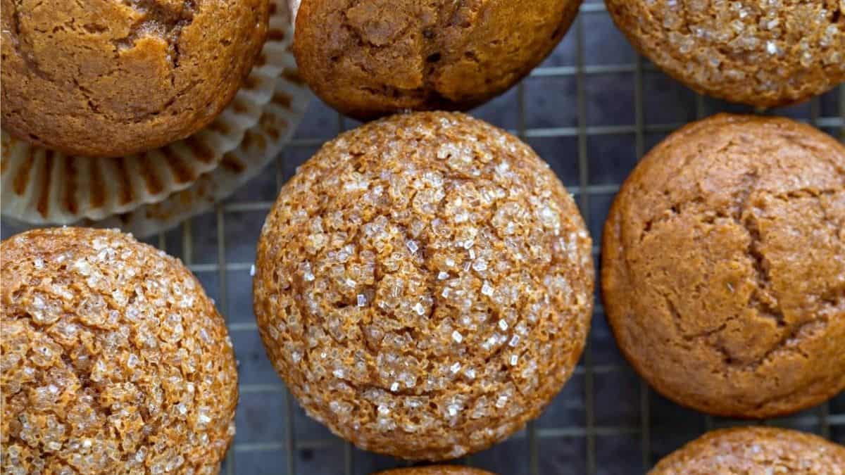 gingerbread muffins with sugar on top