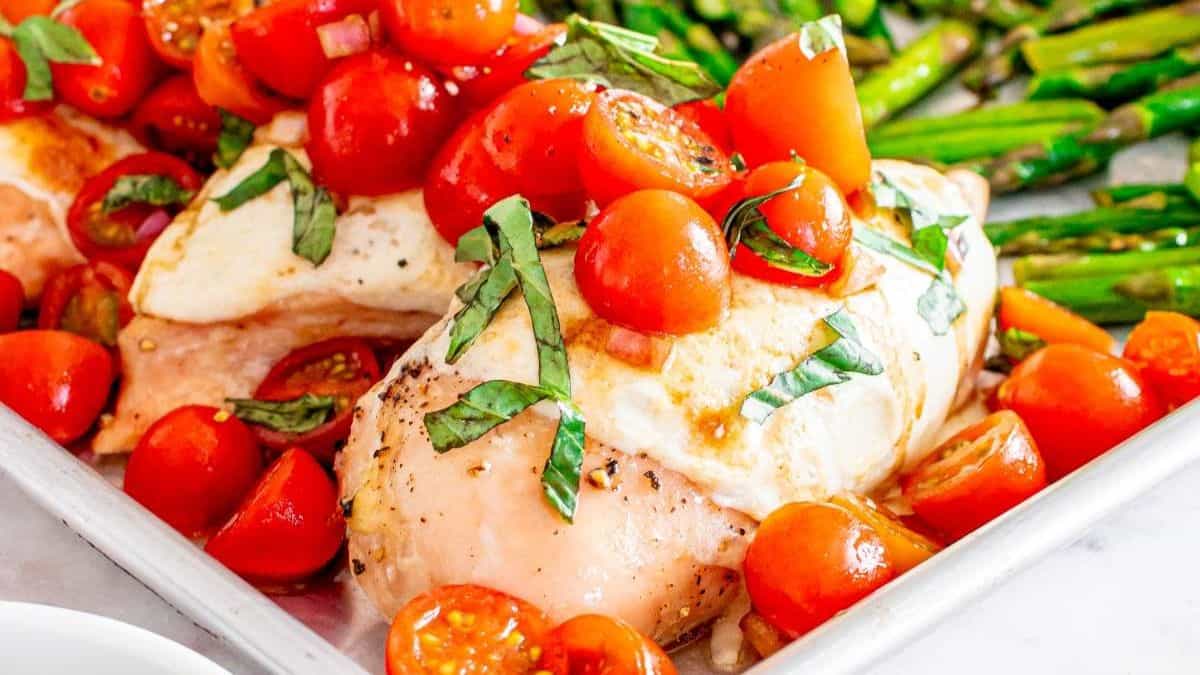 Sheet Pan Chicken Caprese And Vegetables