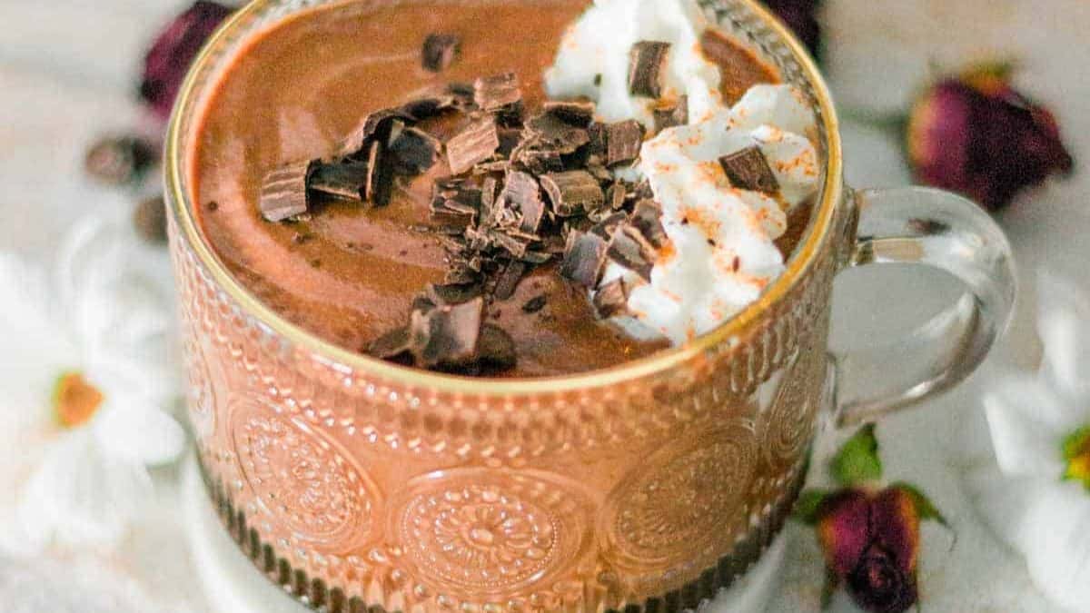 spicy hot chocolate with cayenne sprinkles