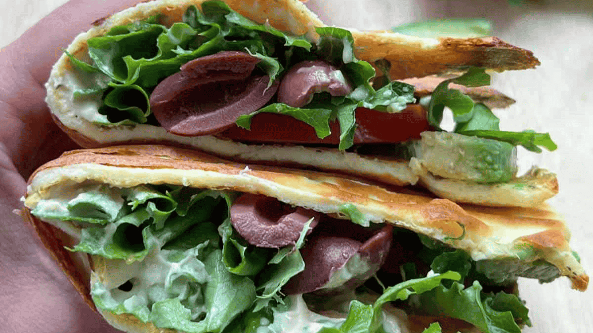 Cut viral cottage cheese wrap.