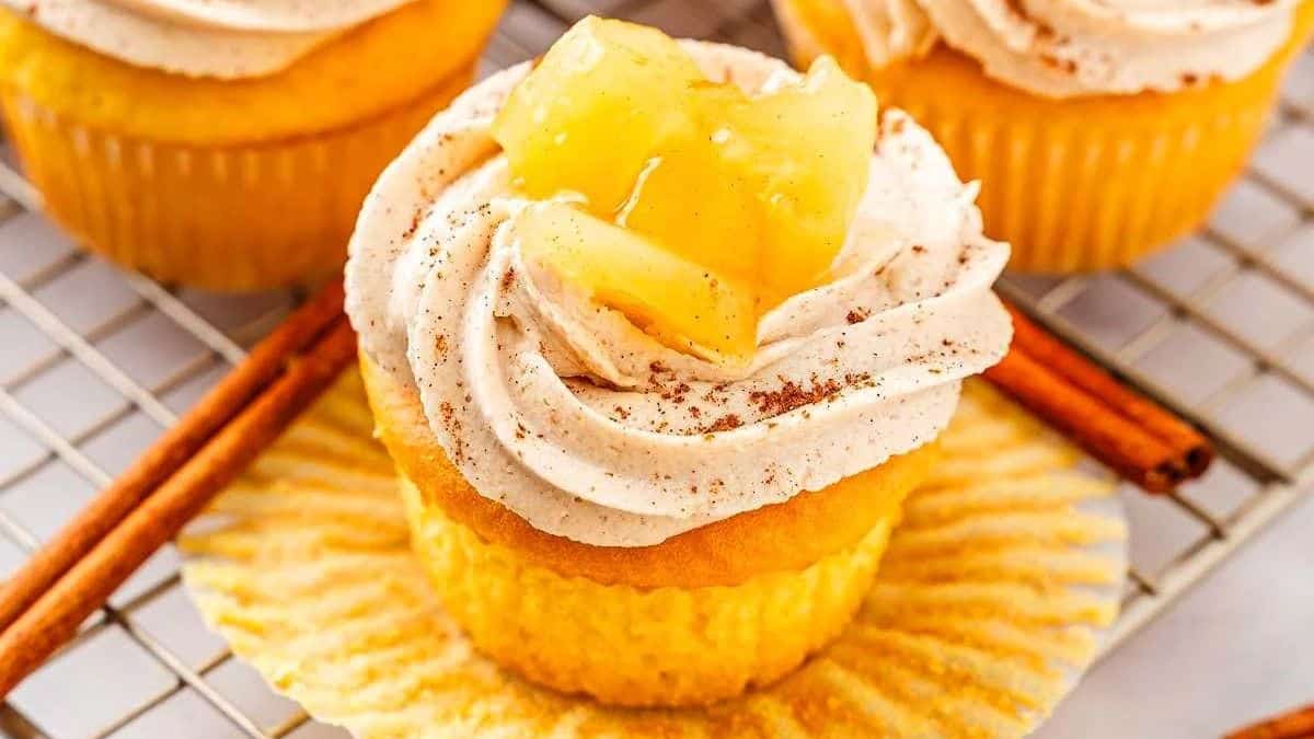 A piece of apple pie cupcake.