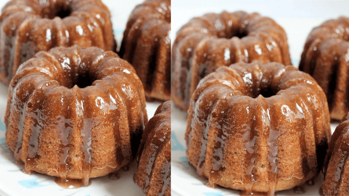 Servings of baby banana cakes with vanilla caramel glazed.