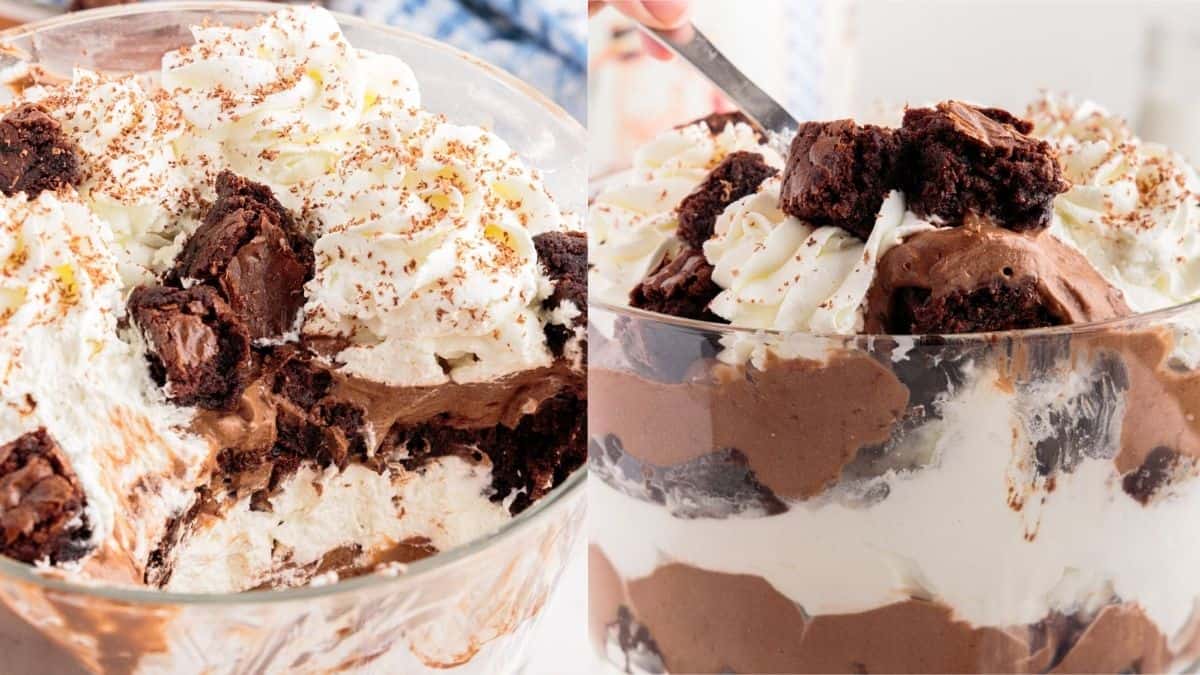 A serving of brownie trifle.