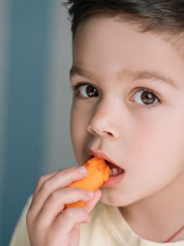 Cute kid eating a carrot