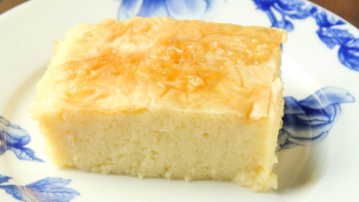 A sliced of Galaktoboureko or Greek custard pie.