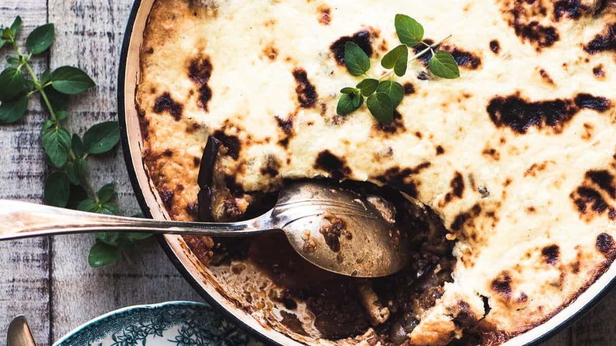 Beautifully cooked and serve classic moussaka recipe.