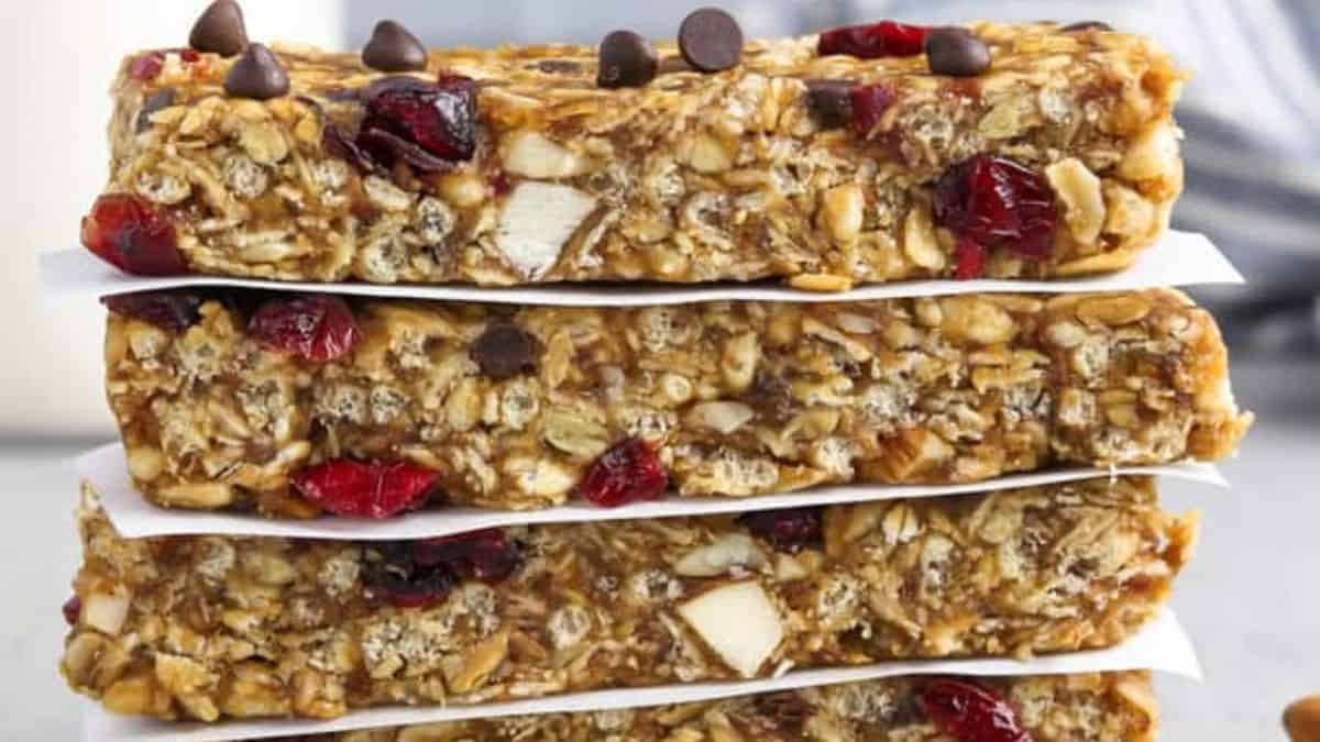 Stack of vegan granola bars