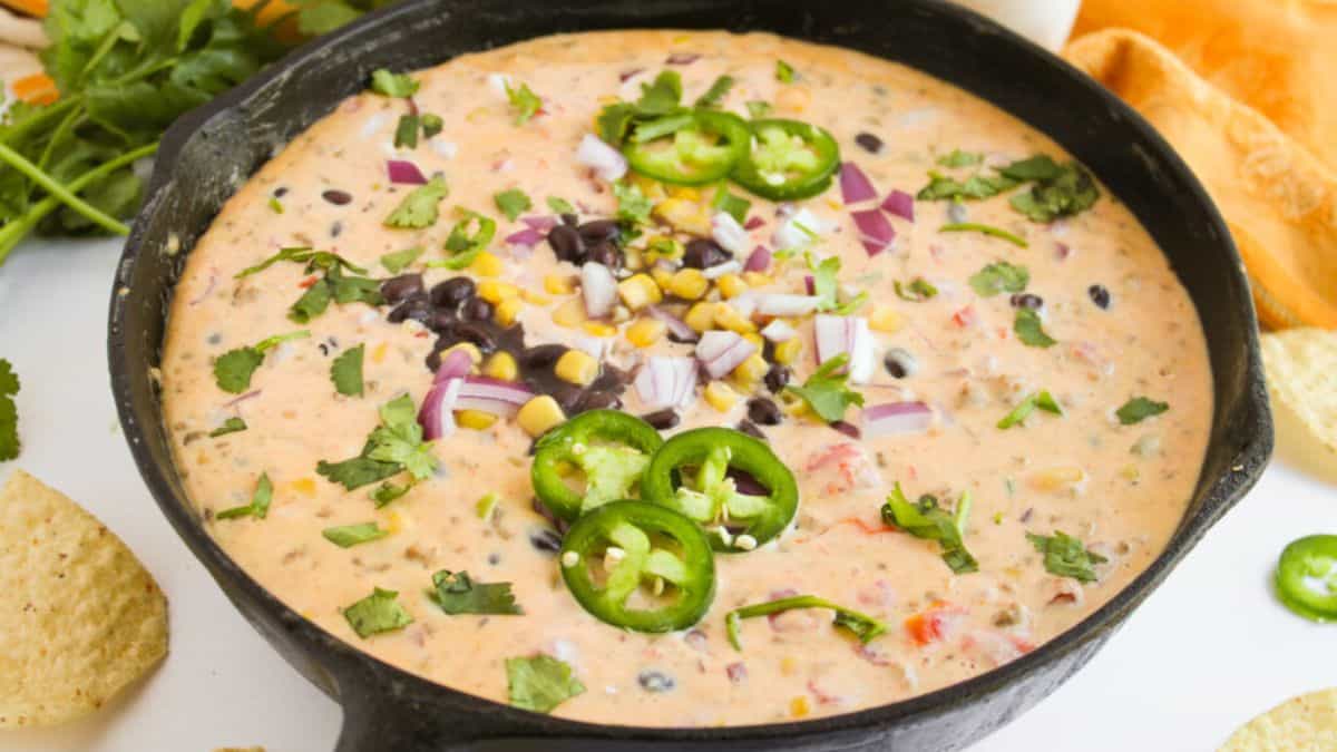 Cowboy queso in a skillet