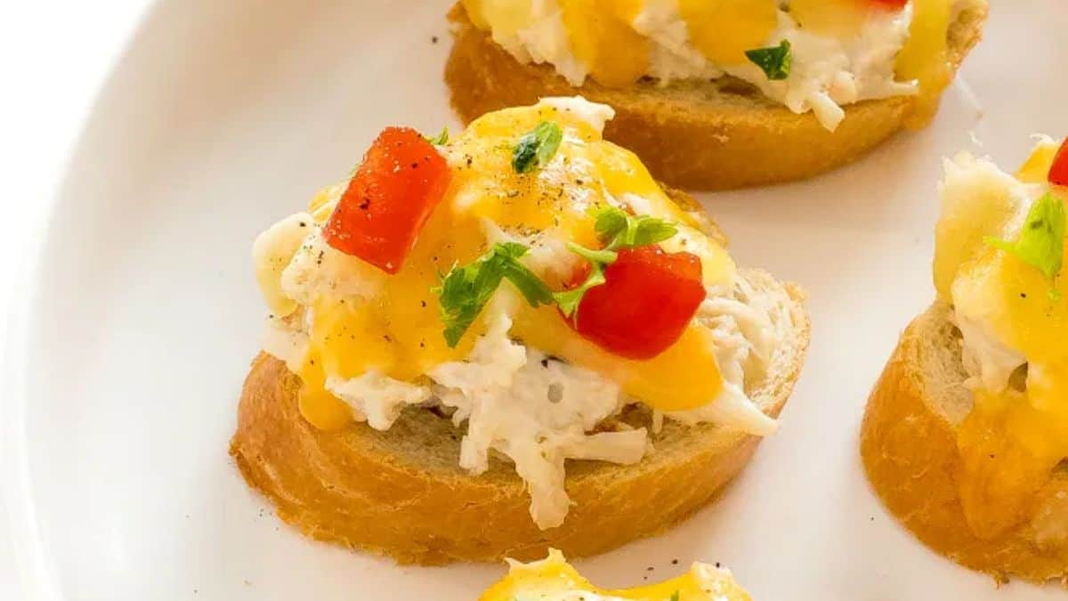 Crab toast gorgeously plated.