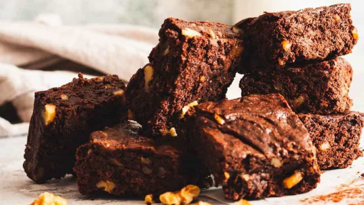 Easy dairy free brownies cut in squares.