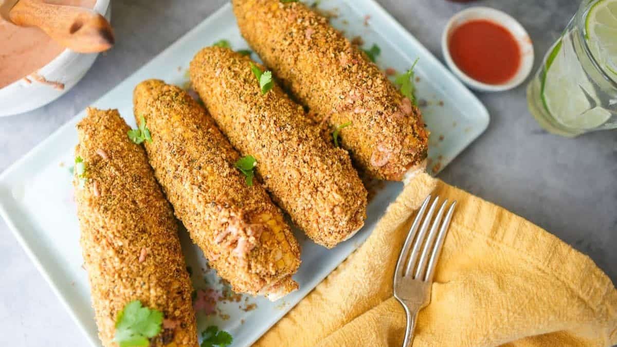 Deliciously serve vegan elote.