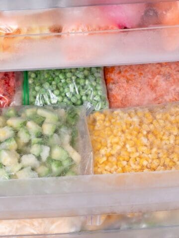 Freezer full of frozen vegetables