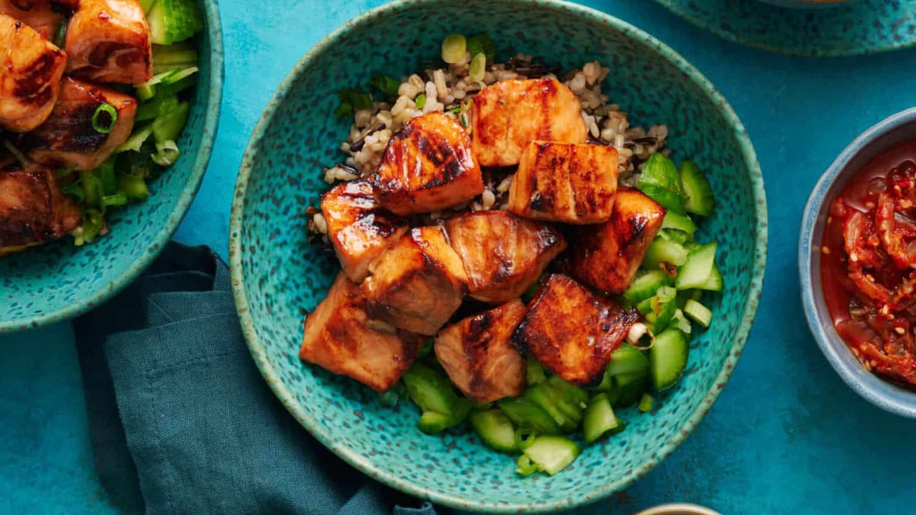 Air fried miso salmon bowl.