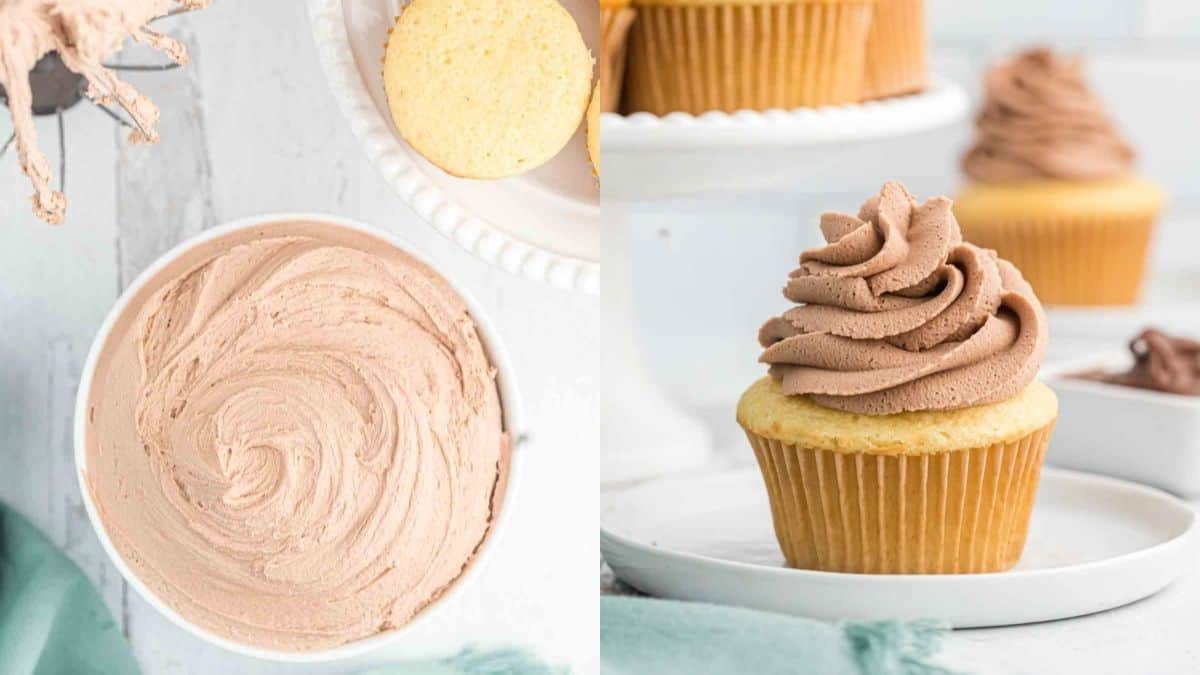 Nutella frosting on vanilla cupcake