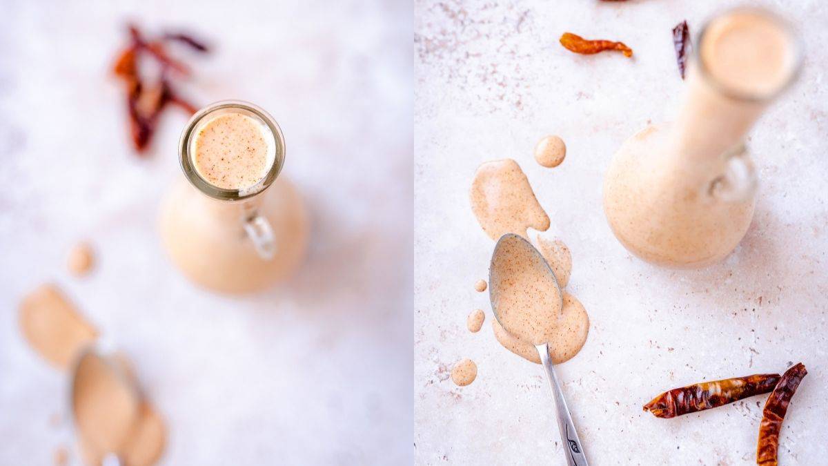 South salad dressing with chili on the side.