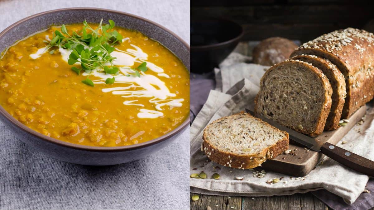 lentil soup whole-grain bread