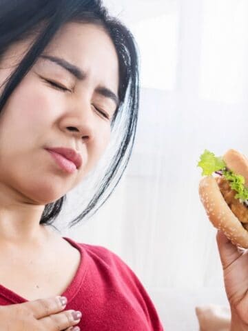 sick woman with food