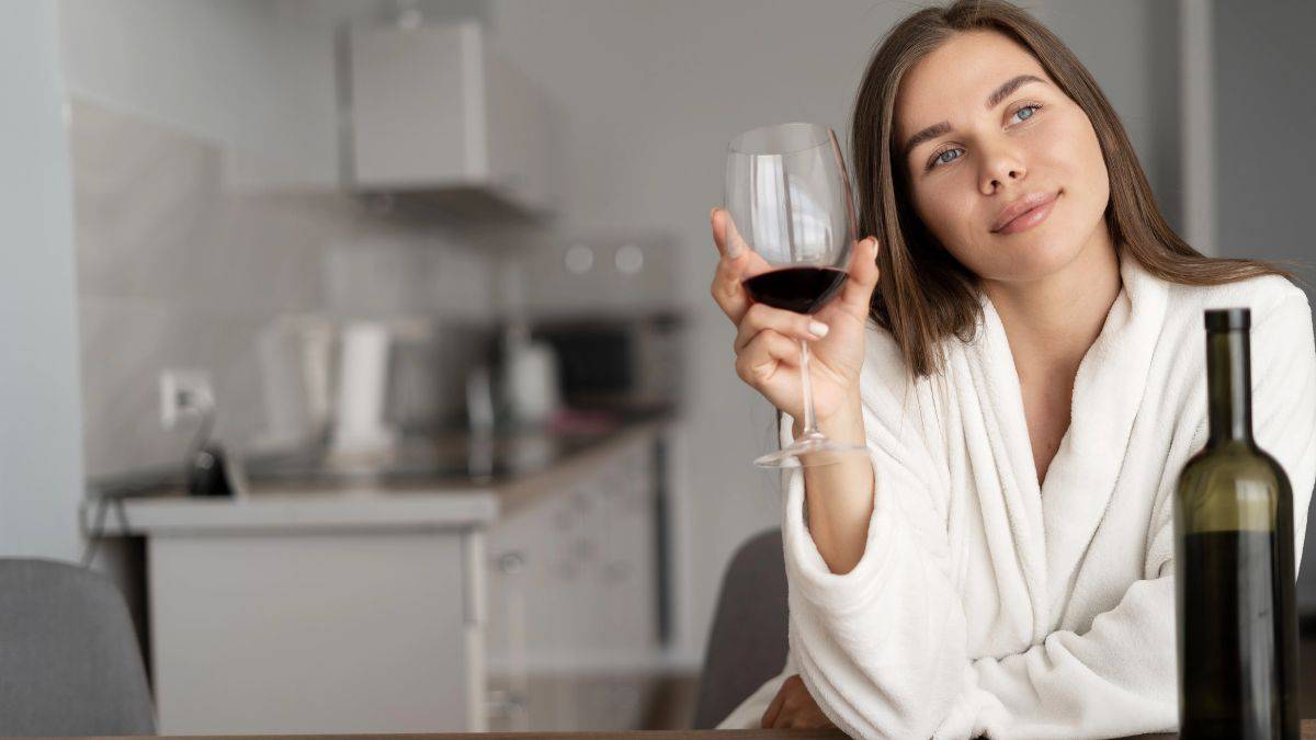 woman drinking wine