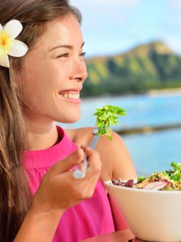 woman eating outside
