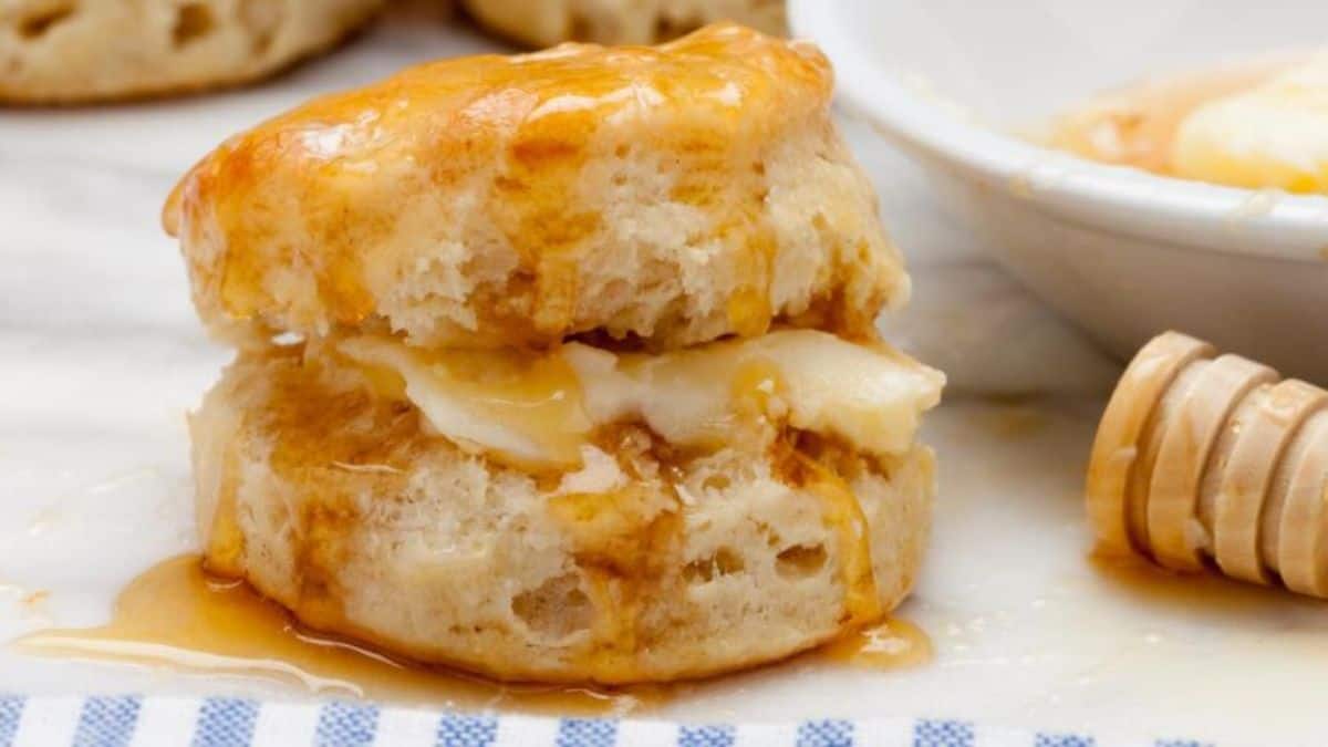Buttermilk biscuits drizzled with honey