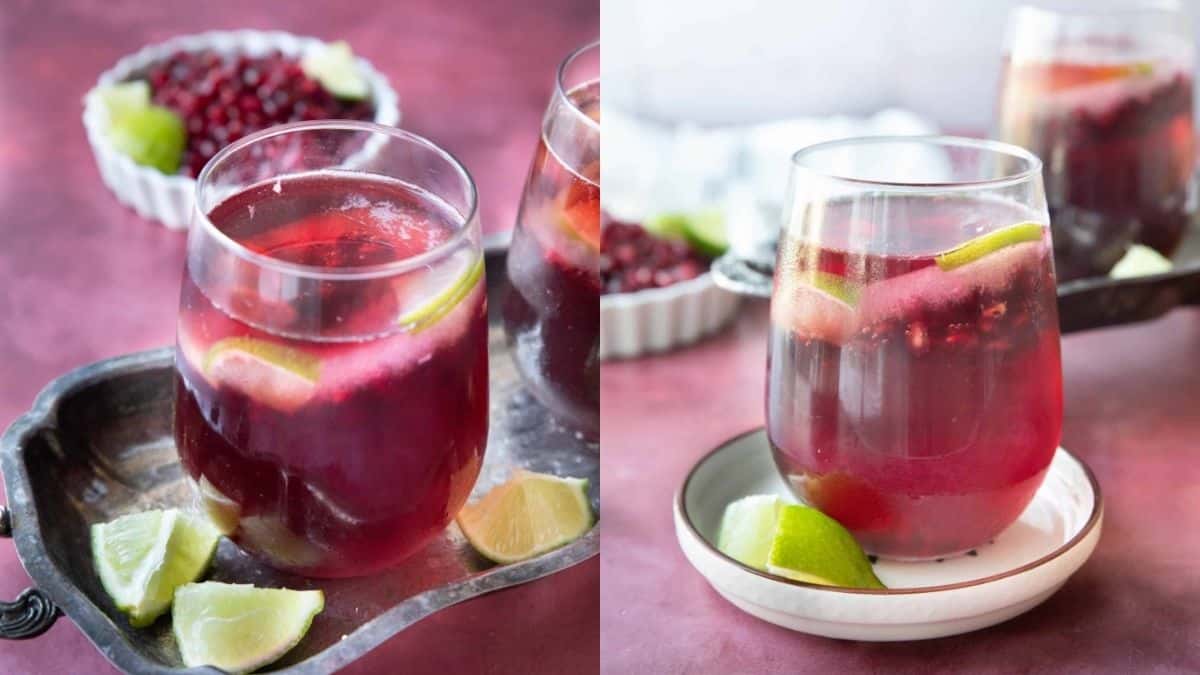 A beautiful pomegranate mocktail.