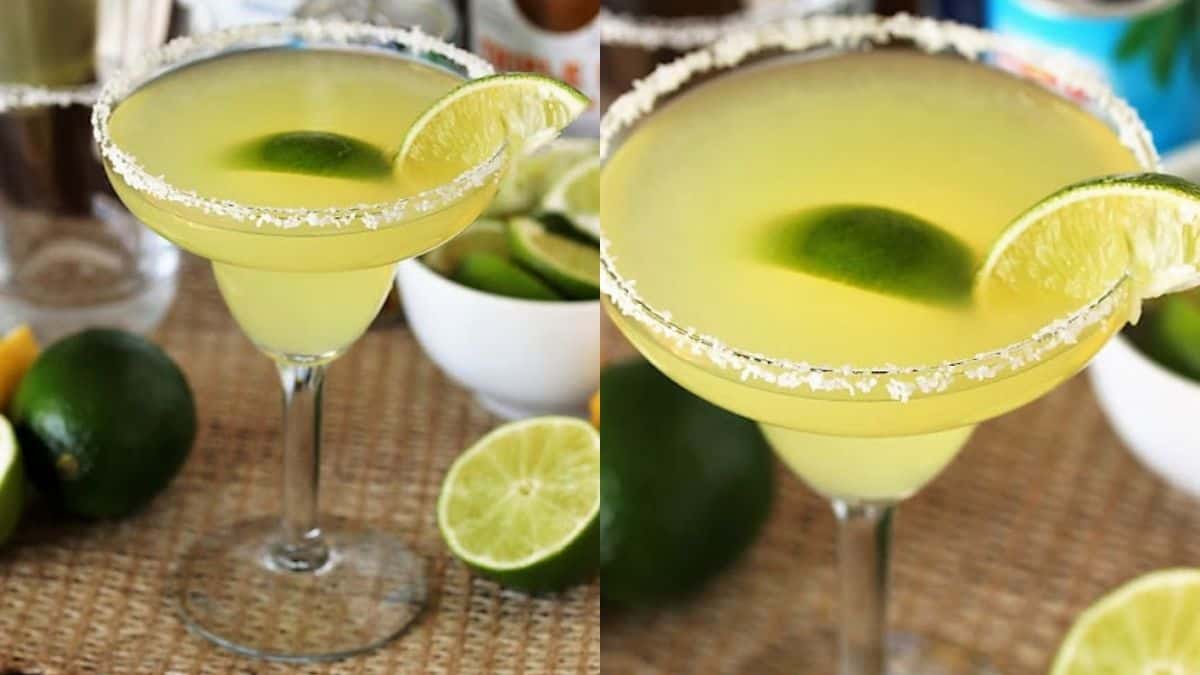 Beautifully served Emeril's fresh margarita with homemade citrus syrup
