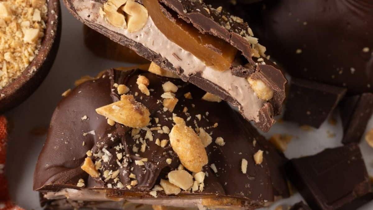 Homemade Snickers bites disc.
