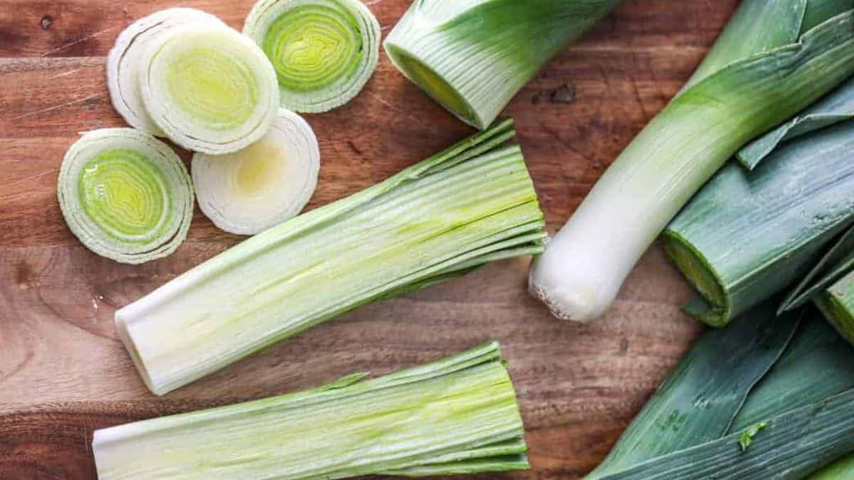 Some sliced leeks.