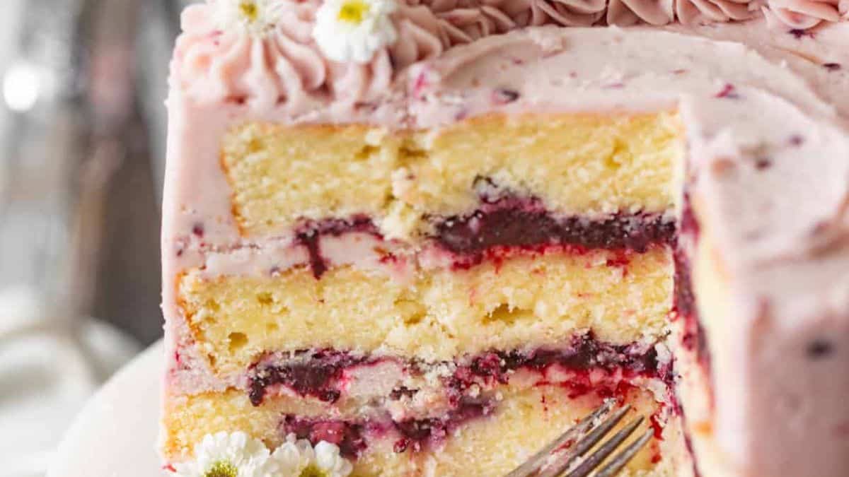 A lemon blackberry cake.