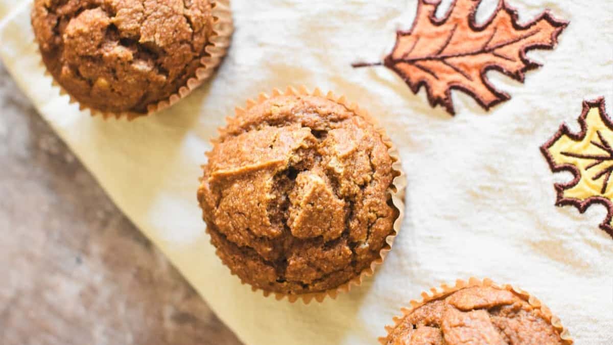 Freshly baked oat flour muffins.