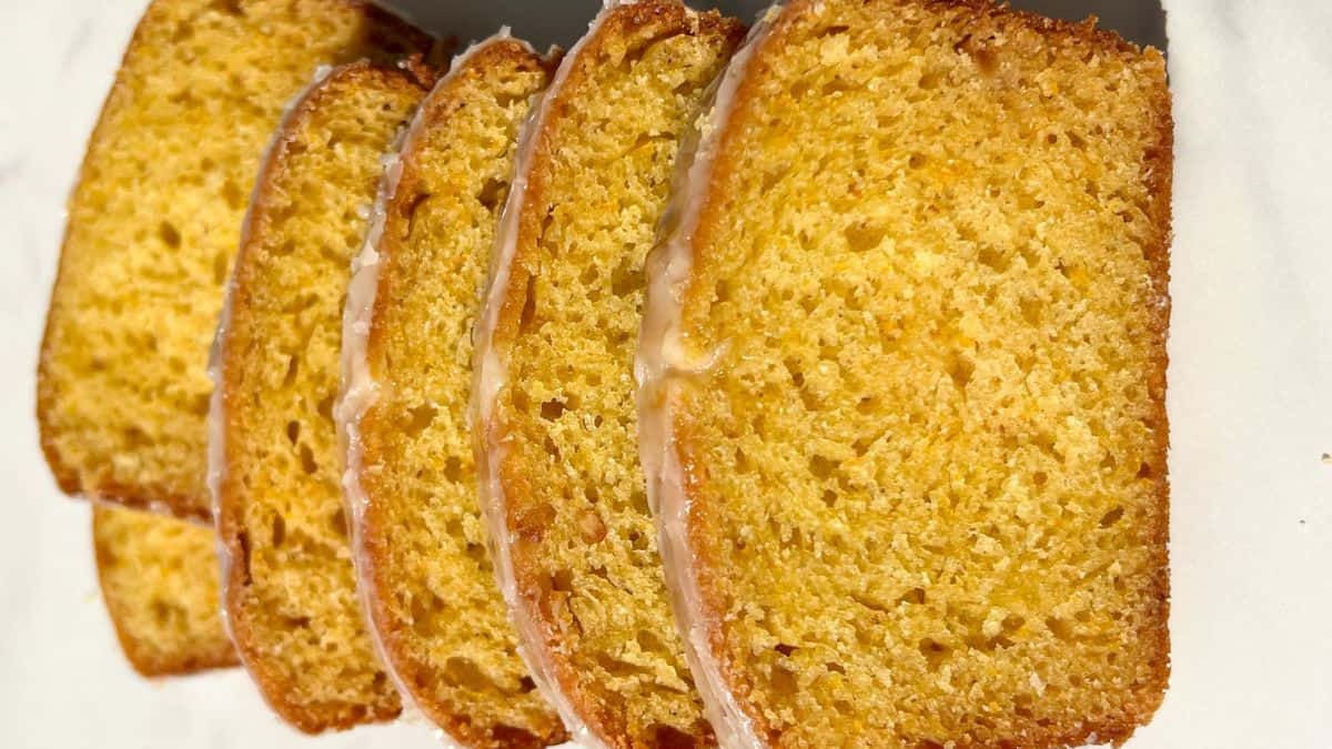 A few slices of the orange loaf cake.