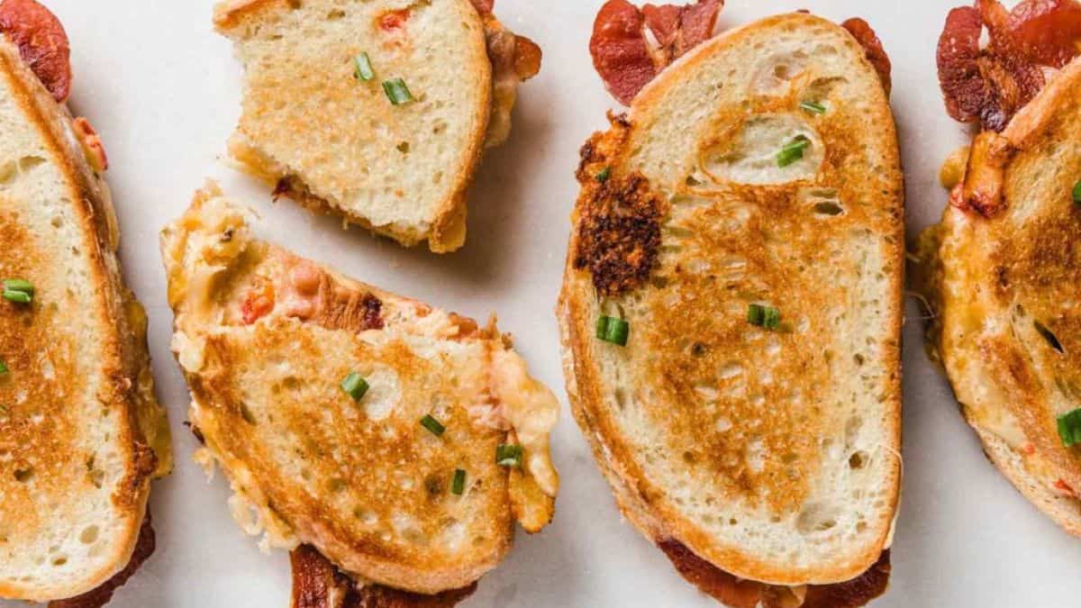 Pimiento grilled cheese with bacon sandwich