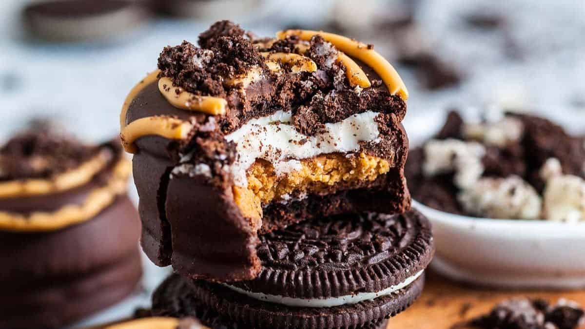 Decadent and indulgent Reese's stuffed Oreo