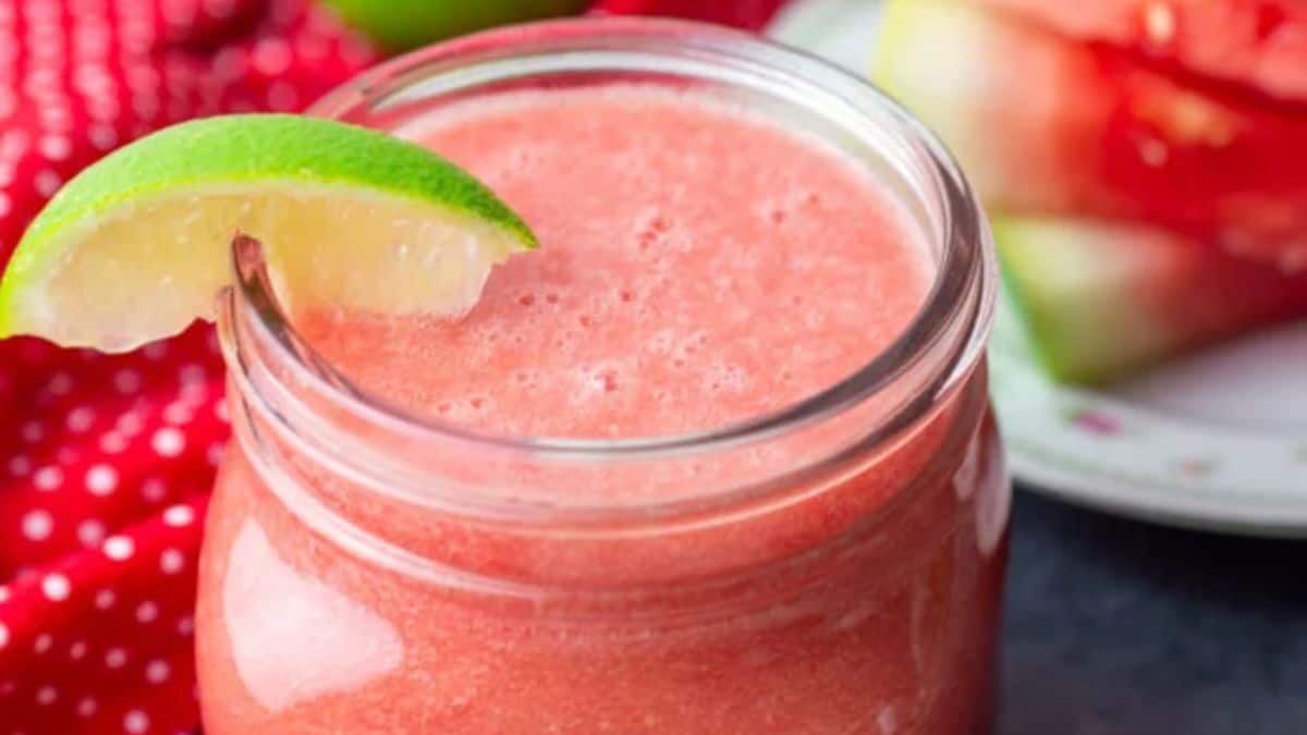 A serving of watermelon-lime drink. 