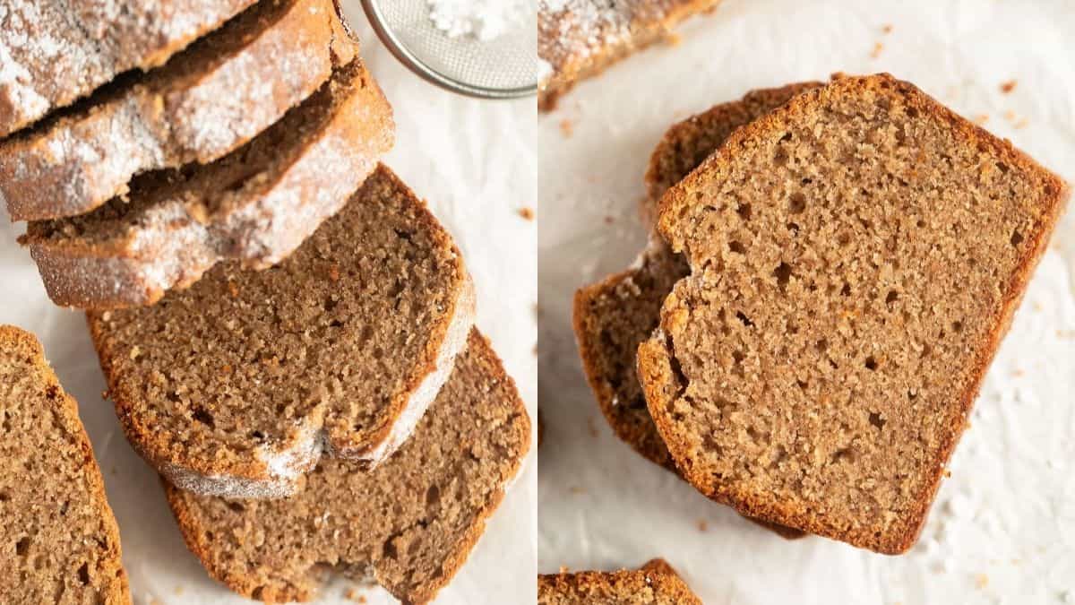 Banana bread made of spelt flour.