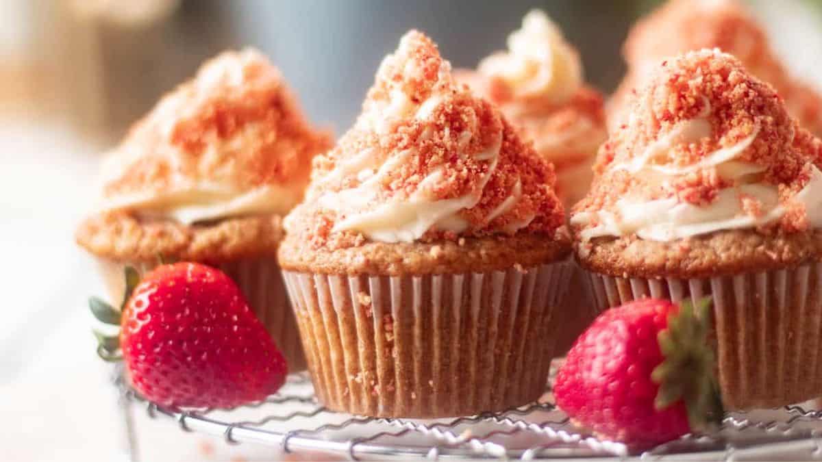 A few pieces of strawberry crunch cupcakes.
