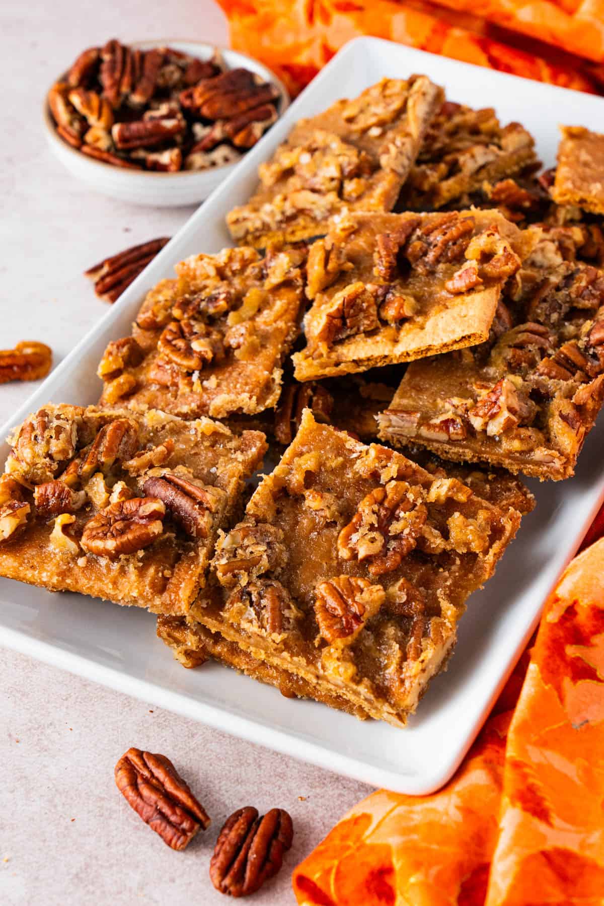 beautifully plated Pecan Pie Bark