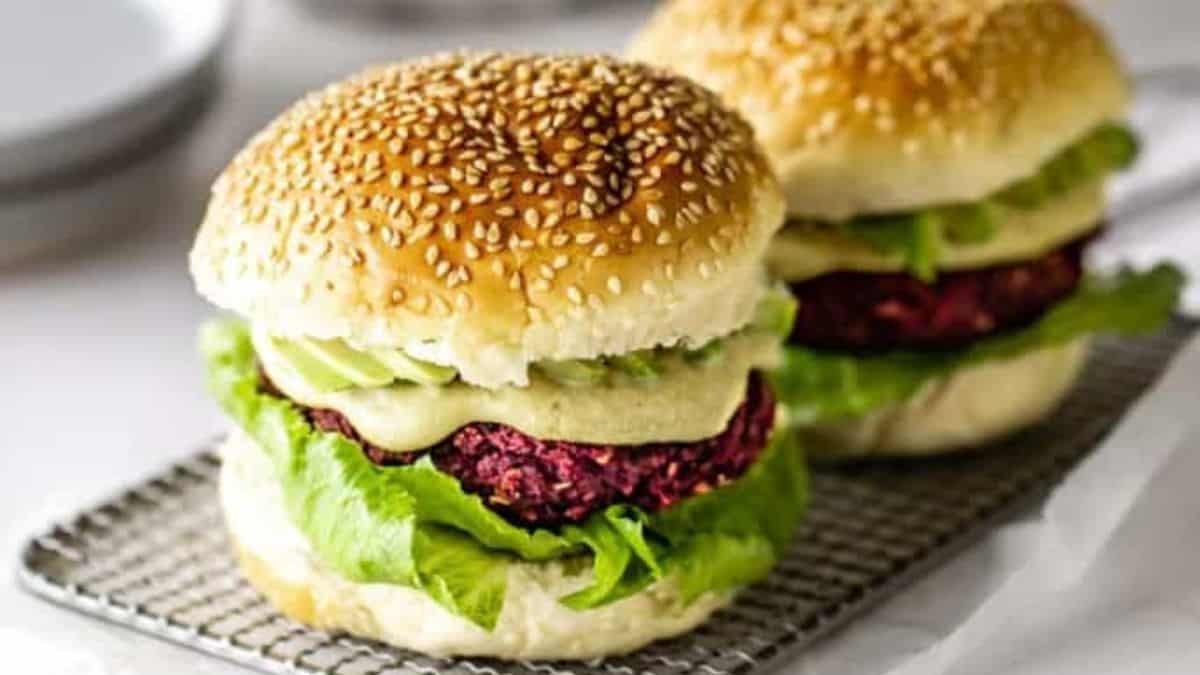 Two servings of beet burgers.