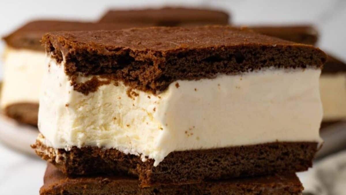 Homemade ice cream sandwich from scratch.