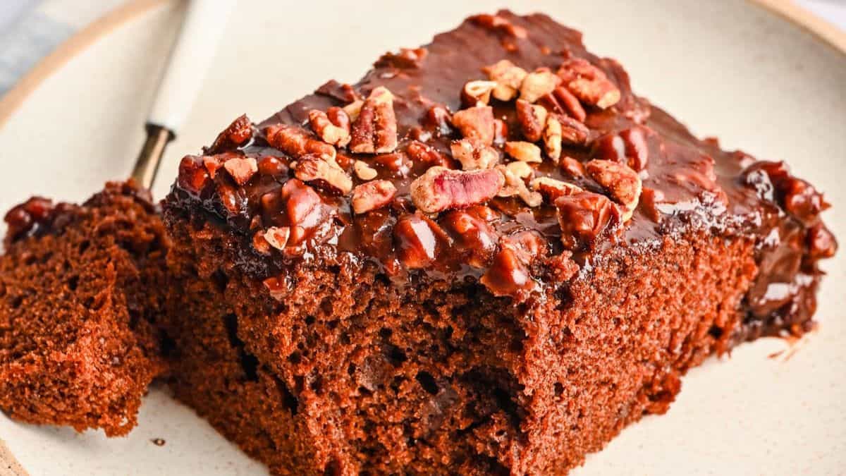 A slice of Coca-Cola Chocolate Cake. 