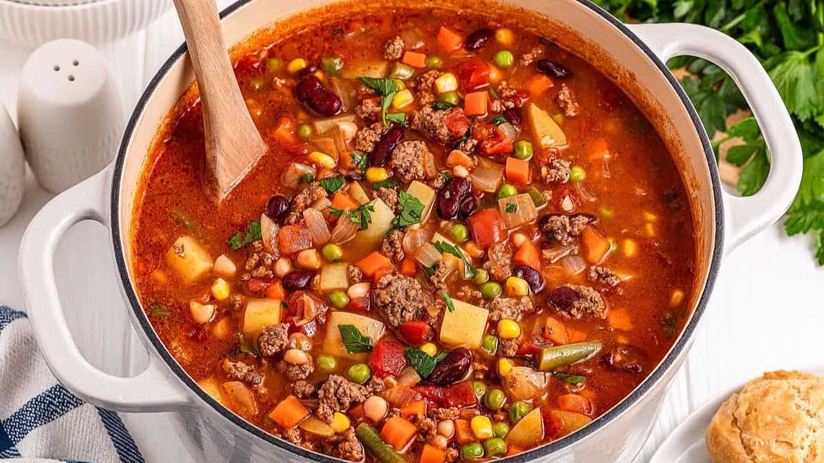 Cowboy soup in a pot. 