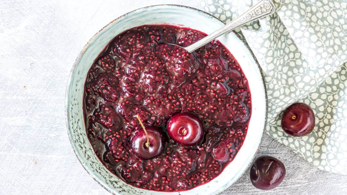 Cherry Jam in a bowl.