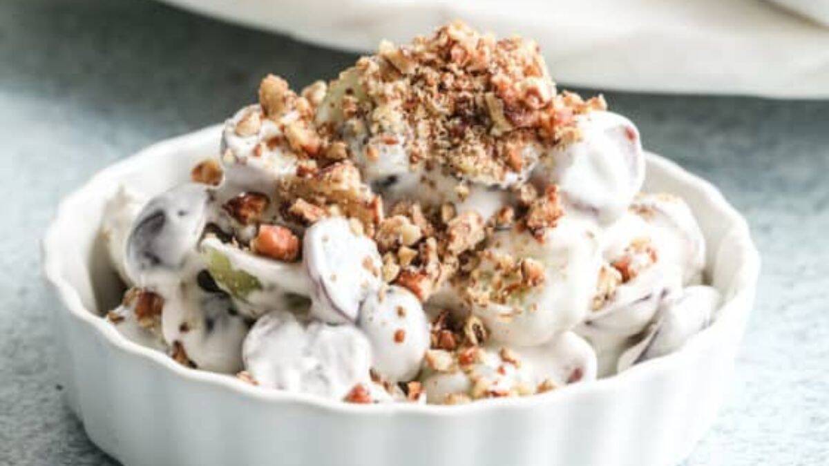 A bowl of southern grape salad. 